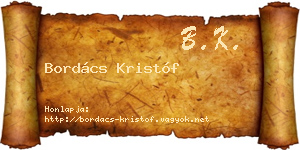 Bordács Kristóf névjegykártya